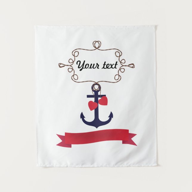 Ankerseil Rahmen nautische Seereise Rot ri Wandteppich (Vorderseite)