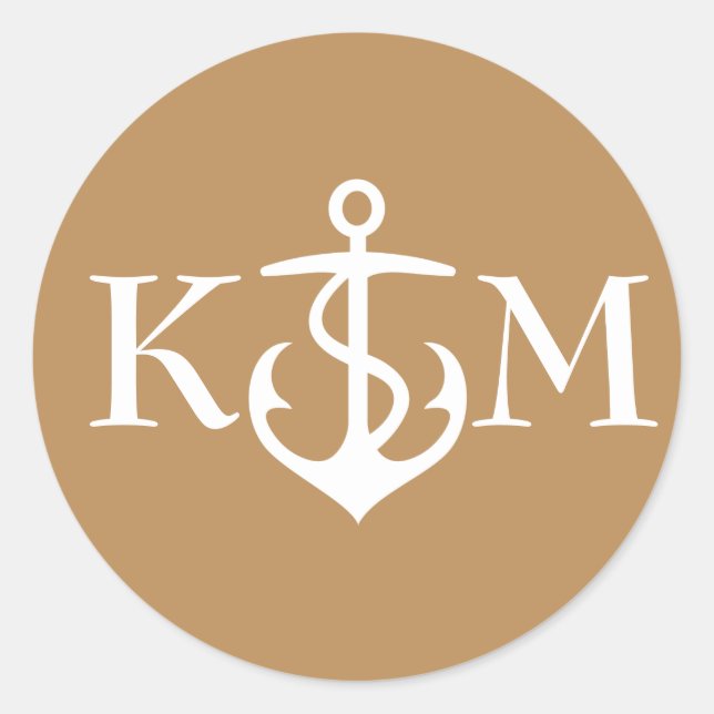 Ankersticker mit Initialen in Gold Runder Aufkleber (Vorderseite)