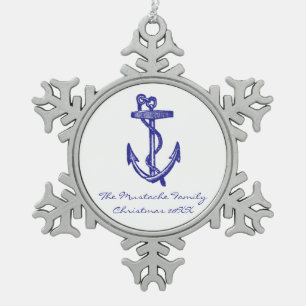 Ankerverzierung mit Seil Schneeflocken Zinn-Ornament