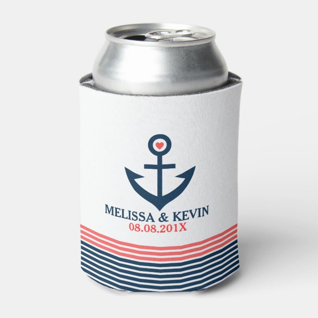 Ankervorrichtung für blaues Schiff und dekorative  Dosenkühler (Kanne Vorderseite)