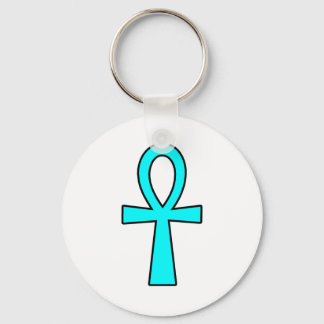 Ankh Ägyptisch Hieroglyphic Cross Key Life Blue Schlüsselanhänger