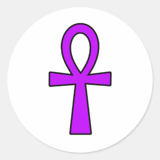 Ankh ägyptische Hieroglyphische Symbole Lila Schlü Runder Aufkleber