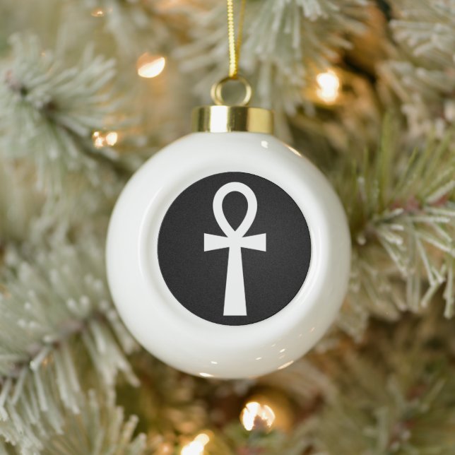 Ankh Ägyptisches Symbol Keramik Kugel-Ornament (Baum)