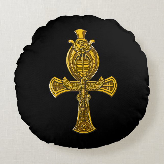 Ankh Auge Horus alten ägyptischen heiligen Symbols Rundes Kissen (Vorderseite)
