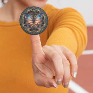 Ankh Butterfly Life Symbol Mandala Affirmation Runder Aufkleber