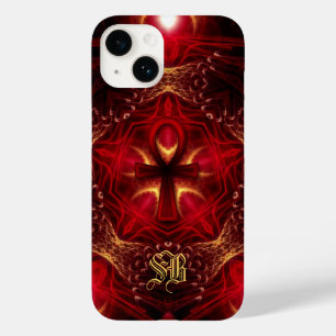 Ankh Energy Red+Gold Custom Monogram Case-Mate iPhone 14 Hülle