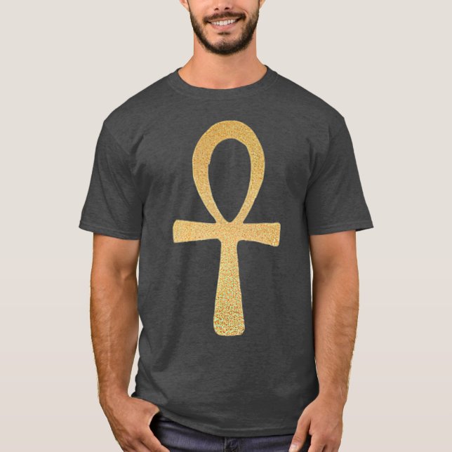 Ankh Gold Ankh Symbol w Egyptian Ankh Cross T-Shirt (Vorderseite)