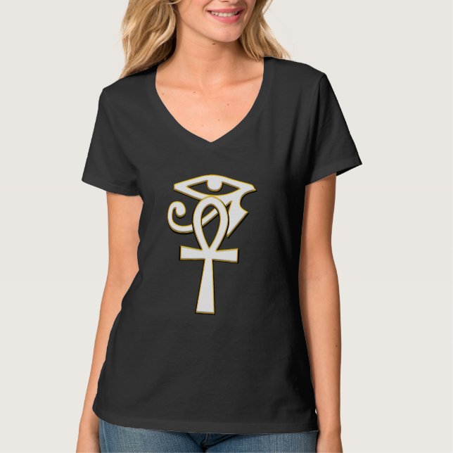 Ankh mit Auge Ra Horus Hieroglyphs ägyptisches Sym T-Shirt (Vorderseite)