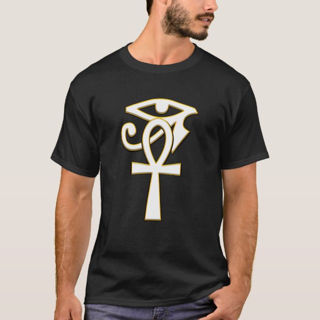 Ankh mit Auge Ra Horus Hieroglyphs ägyptisches Sym T-Shirt (Vorderseite)