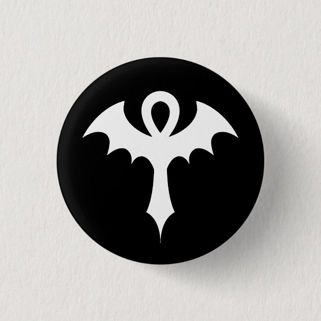 Ankh mit Bat Wings Button (Vorderseite)