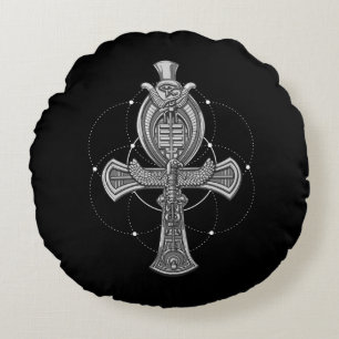 Ankh Querauge Horus alten ägyptischen Symbols Rundes Kissen