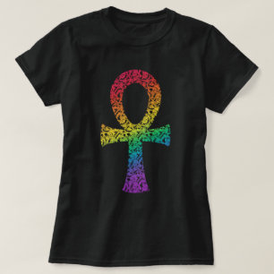 Ankh Rainbow Swirl Pattern T - Shirt