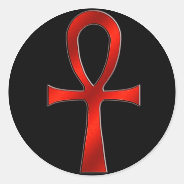 Ankh Rot Runder Aufkleber (Vorderseite)