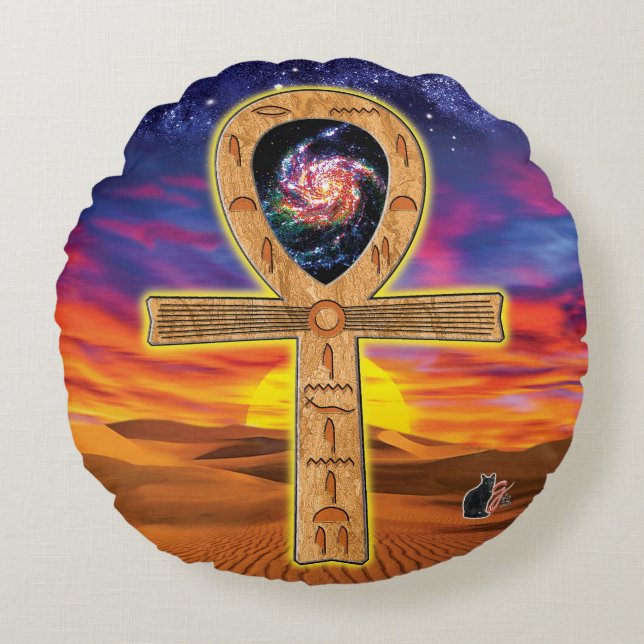 Ankh Round Pillow Rundes Kissen (Vorderseite)