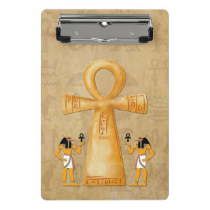 Ankh Schlüssel des Lebens auf Hieroglyphe Mini Klemmbrett