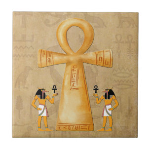 Ankh-Schlüssel des Lebens auf Hieroglyphen-Kamikel Fliese