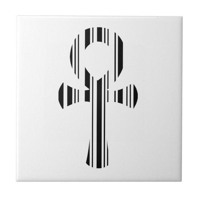 ANKH-SYMBOL-BARCODE Ankhs Barcode-Designmuster Fliese (Vorderseite)