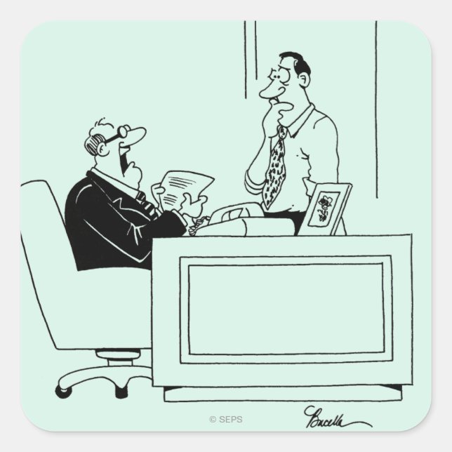 Anklage am Büro Quadratischer Aufkleber (Vorderseite)