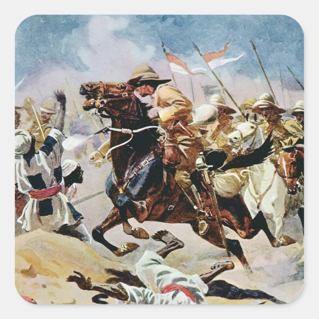 Anklage der 21. Lancers bei Omdurman Quadratischer Aufkleber (Vorderseite)