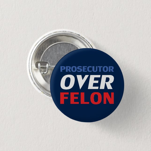 Anklägerin über Felon Rot-Weiß-moderne Marine Button (Vorne & Hinten)