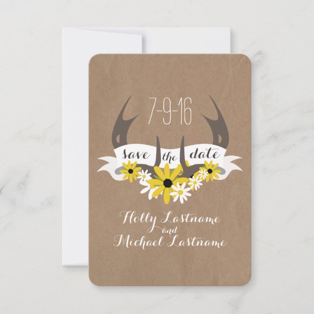 Ankleber + Wildblumen Inspirierte Karton Retten Da Save The Date (Vorderseite)