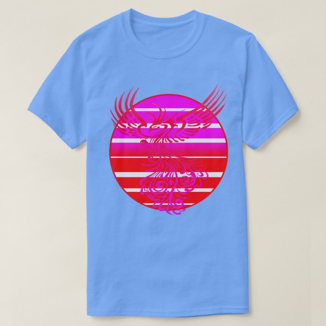 Ankommender Phoenix und Retro Sunrise Vector Art T-Shirt (Design vorne)