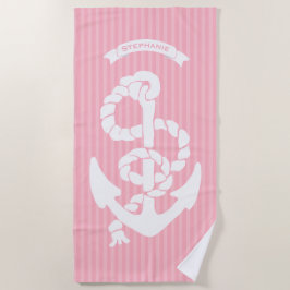 Ankreuzen Ihres Namens oder Zitats in Rosa und Wei Strandtuch