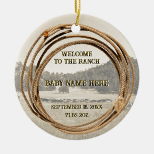 Ankündigung Baby-Cowboy oder Cowgirl Keramik Ornament