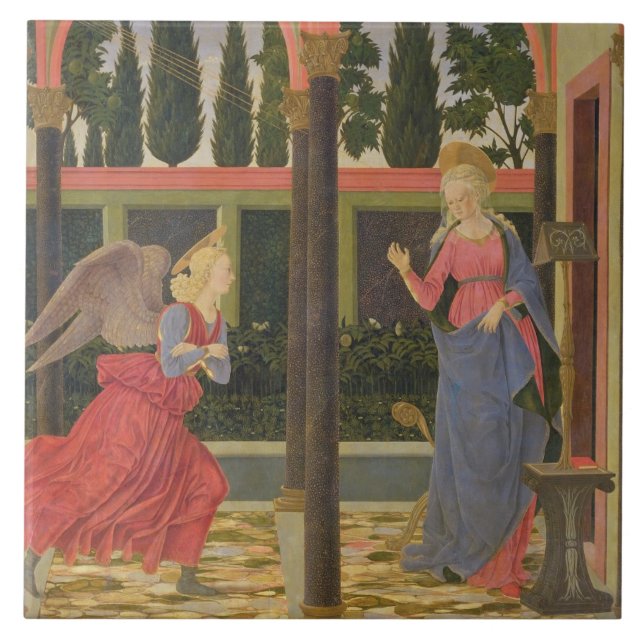 Ankündigung, c.1457 (Tempera auf Platte) Fliese (Vorderseite)