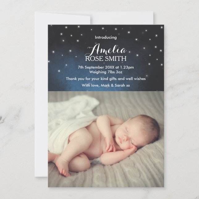 Ankündigung/Dankeschön-Karte für das Baby Ankündigung (Vorderseite)