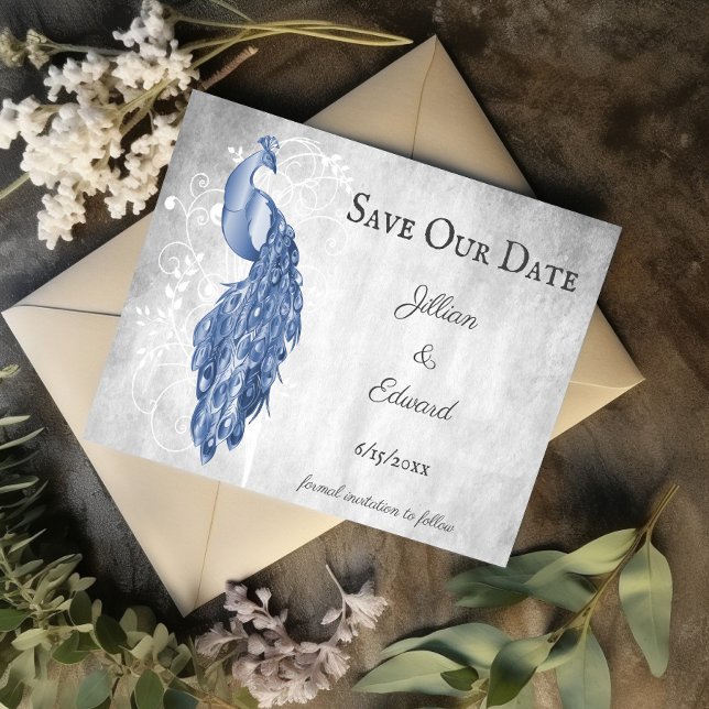 Ankündigung Datum freihalten (Blue Peacock Save the Date)