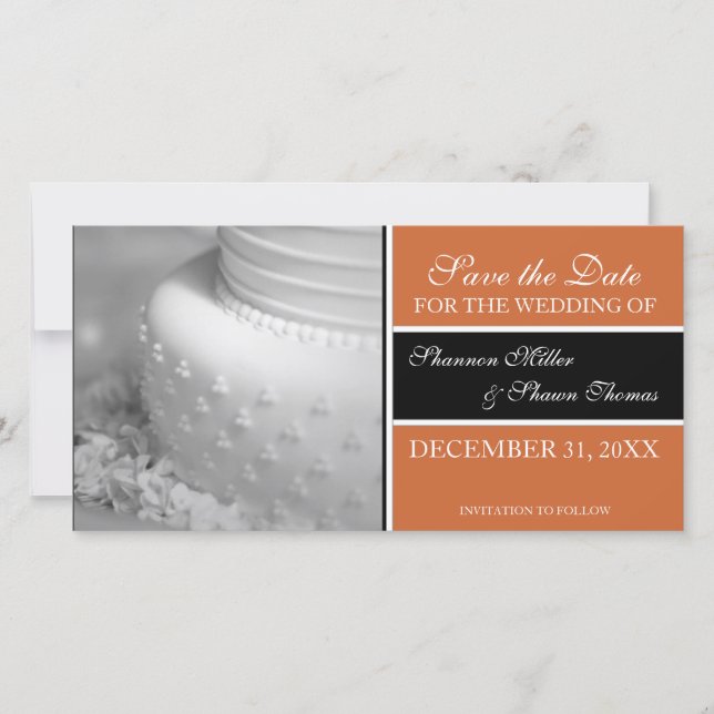 Ankündigung Datum freihalten Foto-Karten {Orange} (Vorderseite)