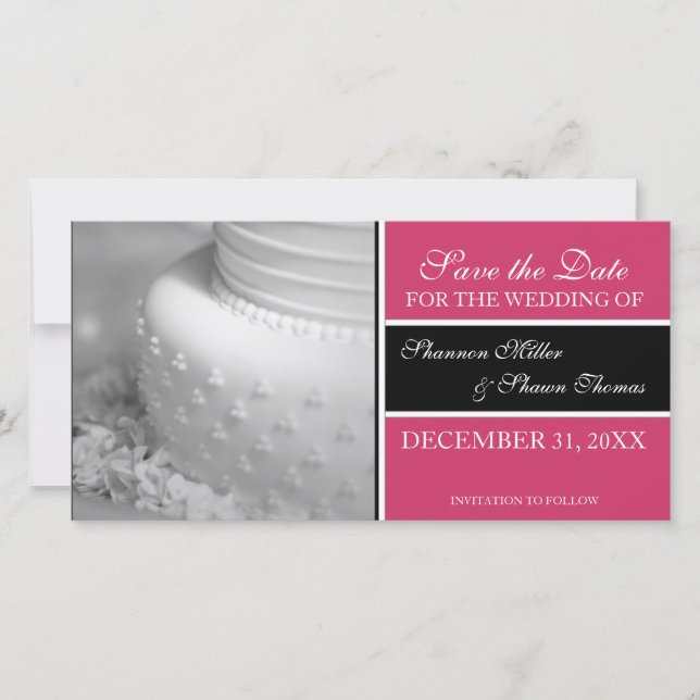Ankündigung Datum freihalten Foto-Karten {Pink} (Vorderseite)