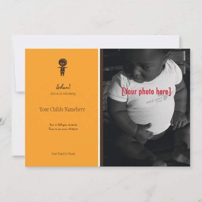 Ankündigung der äthiopischen Boy-Adoption (Vorderseite)