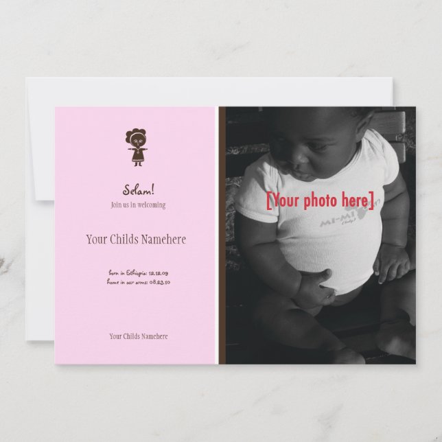 Ankündigung der äthiopischen Girl-Adoption (Vorderseite)