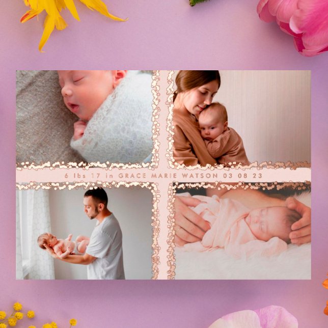 Ankündigung der Baby-Geburt-Collage mit minimalem  (Von Creator hochgeladen)