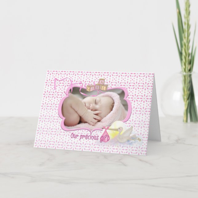 Ankündigung der Baby Pink Foto Card (Vorderseite)