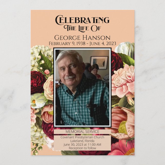 Ankündigung der Beerdigung durch Rote Pfirsich (Vorderseite)