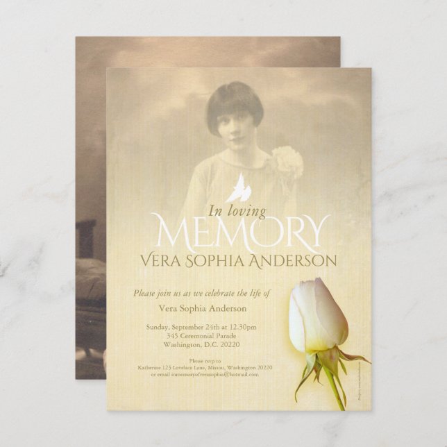 Ankündigung der Beerdigung von White Rose im Memor (Vorne/Hinten)