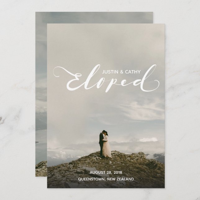 Ankündigung der Ehe personalisierter Eloptionen (Vorne/Hinten)