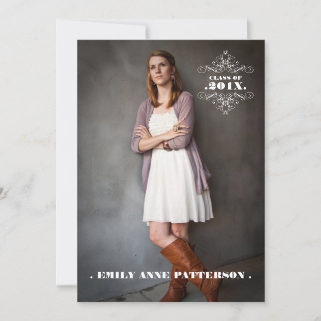 Ankündigung der Elegant Swirl Foto Graduation Part (Vorderseite)