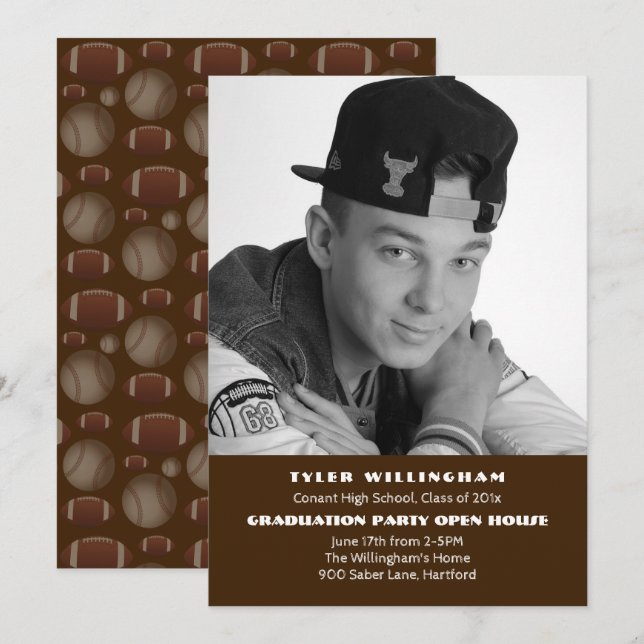 Ankündigung der Football Foto Graduation Party (Vorne/Hinten)