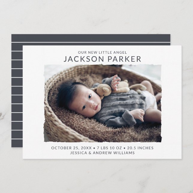 Ankündigung der Geburt des modernen Fotos (Vorne/Hinten)