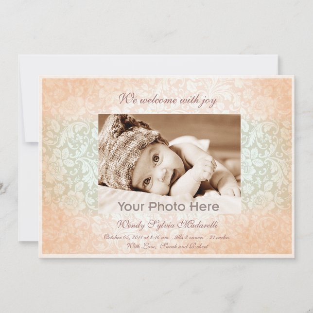 Ankündigung der Geburt eines kleinen Kindes in Ros (Vorderseite)