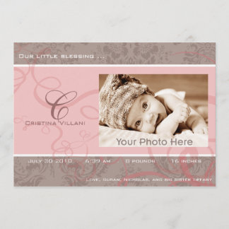 Ankündigung der Geburt eines rosa Babys