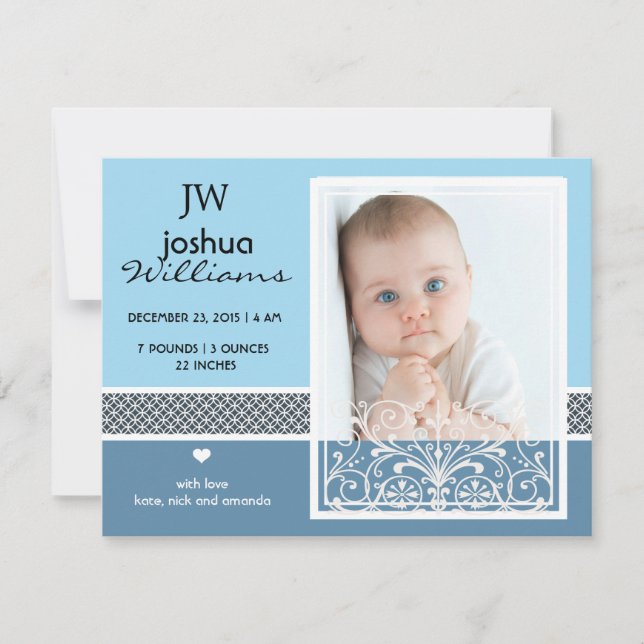 Ankündigung der Geburt eines Vintagen Fotos (Vorderseite)