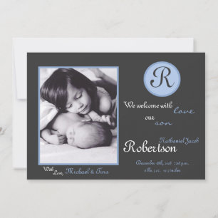 Ankündigung der Geburt von 12x18 Blue Monogram