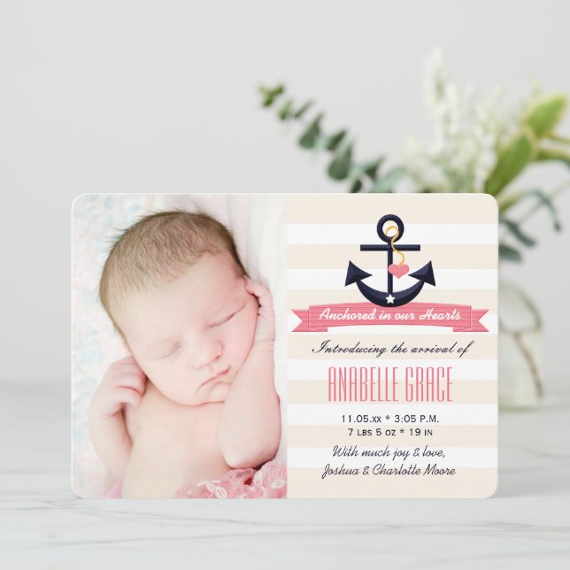 Ankündigung der Geburt von Pink und Navy (Stehend Vorderseite)