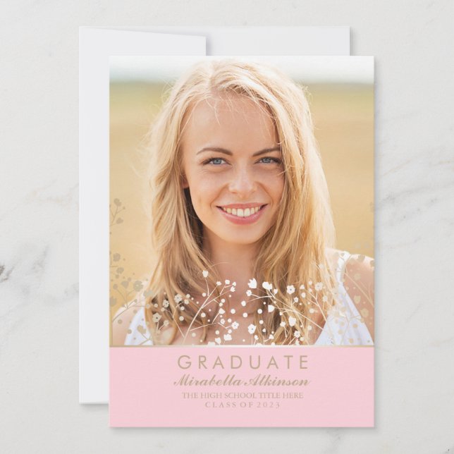 Ankündigung der "Gold and Pink Foto Graduation Par (Vorderseite)
