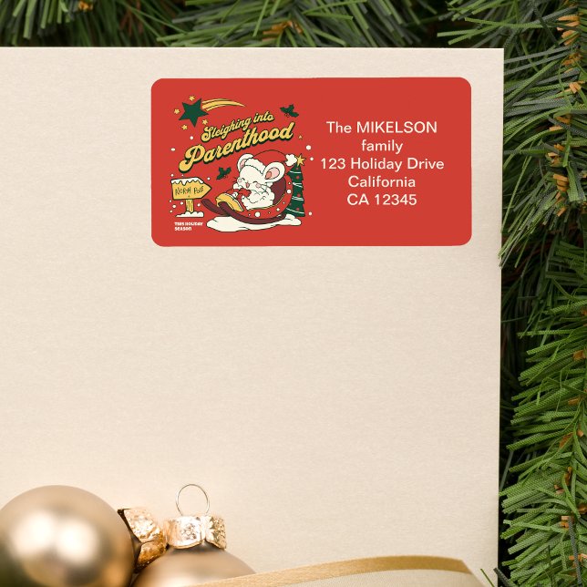 Ankündigung der Kinderschwangerschaft für moderne  Adressaufkleber (Von Creator hochgeladen)